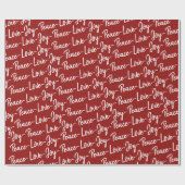 Vrede, liefde, vreugde | Rood- en witte kerst Cadeaupapier (Vlak)