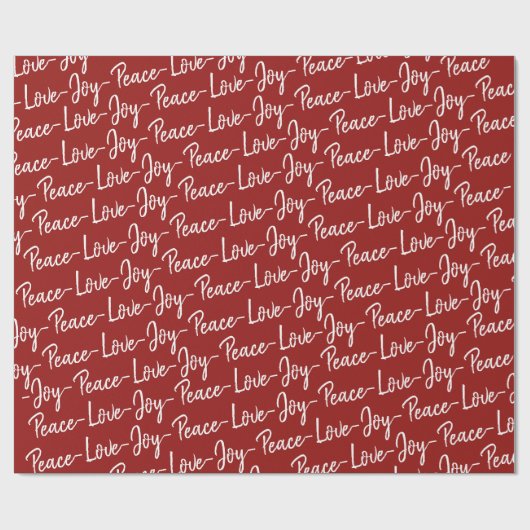 Vrede, liefde, vreugde | Rood- en witte kerst Cadeaupapier (Vlak)