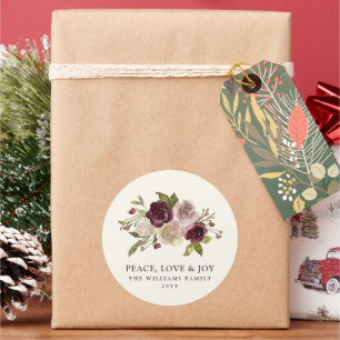 Vrede Liefde Vreugde Winter Boeket Ronde Sticker