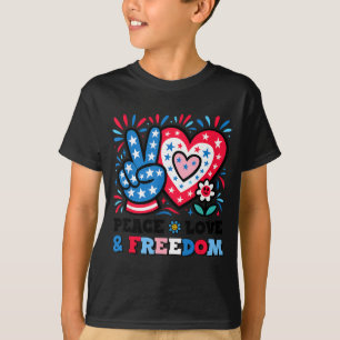 Vrede liefde vrijheid patriottisch Vrede liefde vr T-shirt