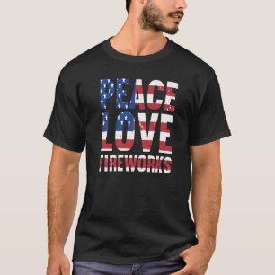 Vrede Liefde Vuurwerk Amerikaanse Vlag USA Grappig T-shirt