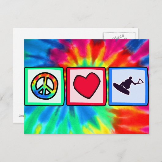 Vrede, liefde, wakeboarding briefkaart (Voorkant / Achterkant)