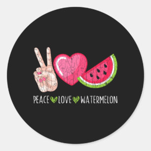 Vrede Liefde Watermeloen Grappige Zomer Fruit Lief Ronde Sticker