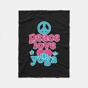 Vrede Liefde Yoga Retro Lotus Hart Grafische Kunst Fleece Deken