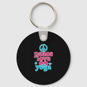 Vrede Liefde Yoga Retro Lotus Hart Grafische Kunst Sleutelhanger