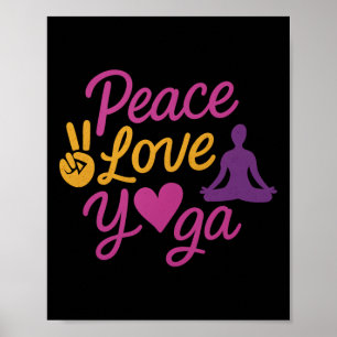 Vrede Liefde Yoga Script Afbeelding Magenta Goud  Poster