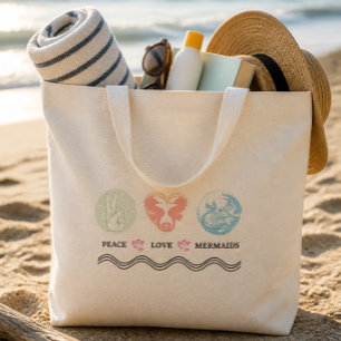 Vrede Liefde Zeemeerminnen Reistas Jumbo Grote Tote Bag