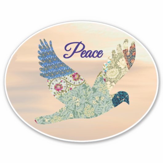 Vrede met Dove  Style Patchwork Sticker (Voorkant)