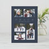 Vrede moderne minimum 5 foto marine Kerstmis Feestdagenkaart (Staand voorkant)