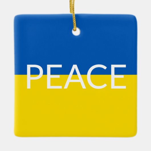 Vrede Oekraïne vlag blauw geel aangepaste tekst Keramisch Ornament (Voorkant)