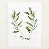VREDE, olijfblad, kerstmis, feestdag, waterverf, Planner (Voorkant)