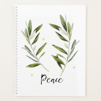 VREDE, olijfblad, kerstmis, feestdag, waterverf, Planner