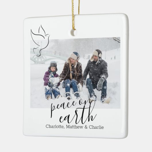 Vrede op aardduif Persoonlijke foto Keramisch Ornament (Links)