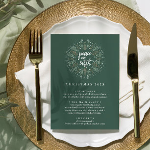Vrede op aarde Aangepast kerstdiner menu Kaart
