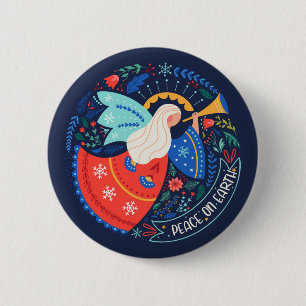 Vrede op aarde Angel Design Ronde Button 5,7 Cm