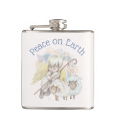 Vrede op Aarde Angel Shepherd met lammeren Heupfles (Voorkant)