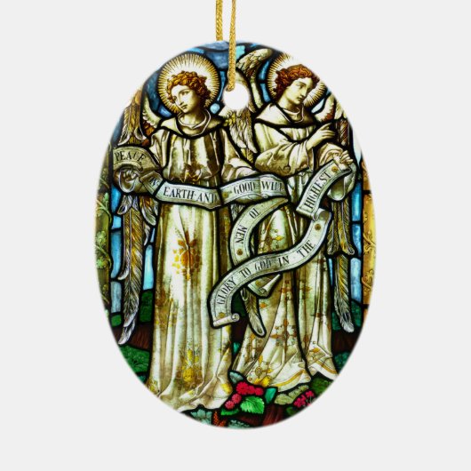 Vrede op aarde Angels kerstversiering Keramisch Ornament (Achterkant)