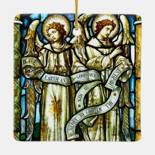 Vrede op aarde Angels kerstversiering Keramisch Ornament (Achterkant)
