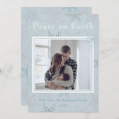Vrede op Aarde Blauwe Sneeuwvlok Eén Foto Kerst Feestdagenkaart (Voorkant / Achterkant)