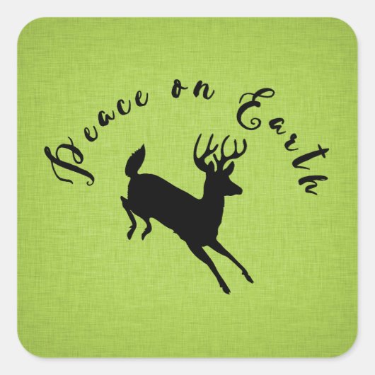 Vrede op aarde Deer Green Linen Holiday Sticker (Voorkant)
