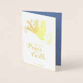 Vrede op Aarde Dove Kerstfoto Goud Folie Kaarten (Voorkant)