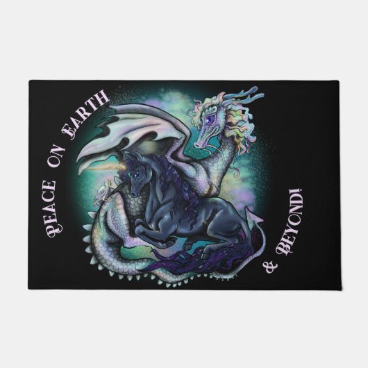 Vrede op Aarde draak en Unicorn Deurmat (Voorkant)