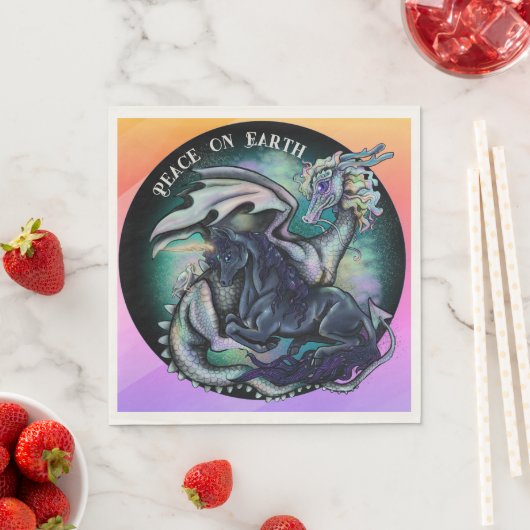 Vrede op Aarde draak en Unicorn Servet (Insitu)