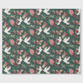 Vrede op Aarde Duiven groen Bloemen patroon Cadeaupapier (Vlak)