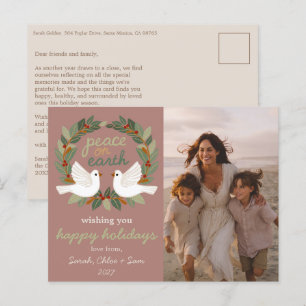 Vrede op Aarde Duiven Kerstmis CUSTOM FOTO Feestdagenkaart