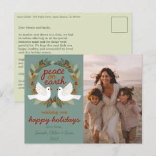 Vrede op Aarde Duiven Kerstmis CUSTOM FOTO Feestdagenkaart