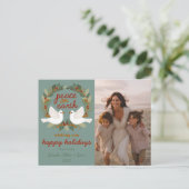 Vrede op Aarde Duiven Kerstmis CUSTOM FOTO Feestdagenkaart (Staand voorkant)