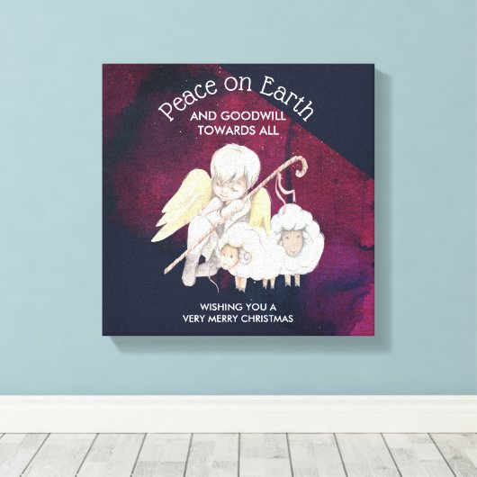 Vrede op aarde en goodwill naar Alle herders Canvas Afdruk (Insitu (Houten vloer))