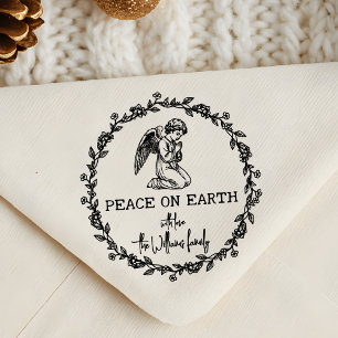Vrede op aarde engel in gebed Christelijke kerst Rubberstempel