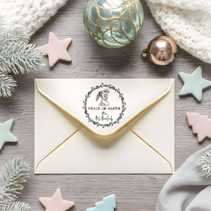 Vrede op aarde engel in gebed Christelijke kerst Zelfinktende Stempel