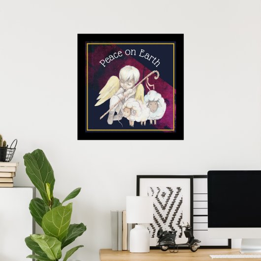 Vrede op Aarde engel Shepherd & Lambs Poster (Thuiskantoor)