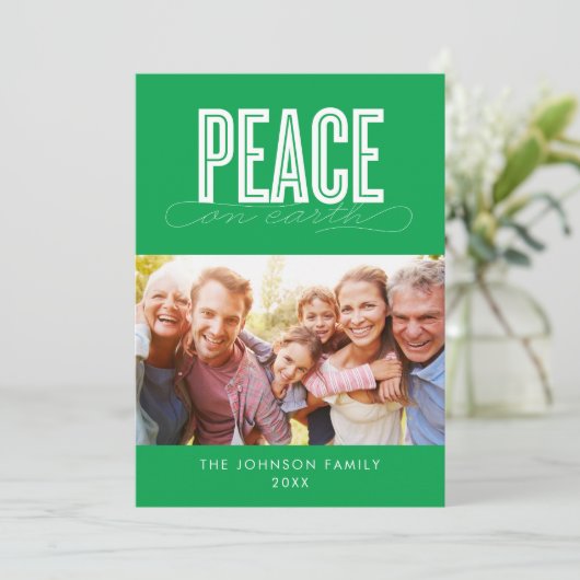 VREDE OP AARDE FAMILIEFOTO KERST FEESTDAGENKAART (Staand voorkant)