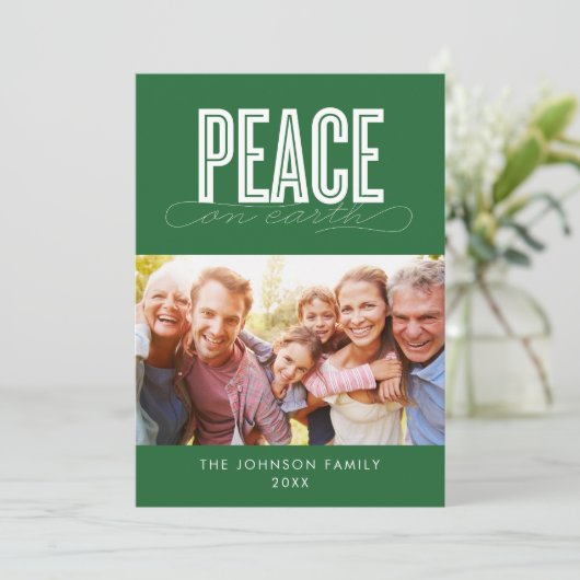 VREDE OP AARDE FAMILIEFOTO KERST FEESTDAGENKAART (Staand voorkant)