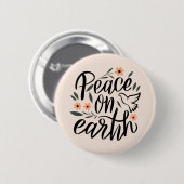 Vrede op Aarde Floral Design Ronde Button 5,7 Cm (Voorkant /achterkant)
