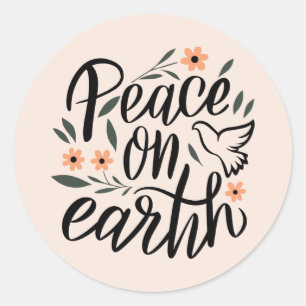 Vrede op Aarde Floral Design Ronde Sticker