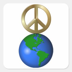 Vrede op Aarde Fun Rebus Style Word Puzzle Vierkante Sticker