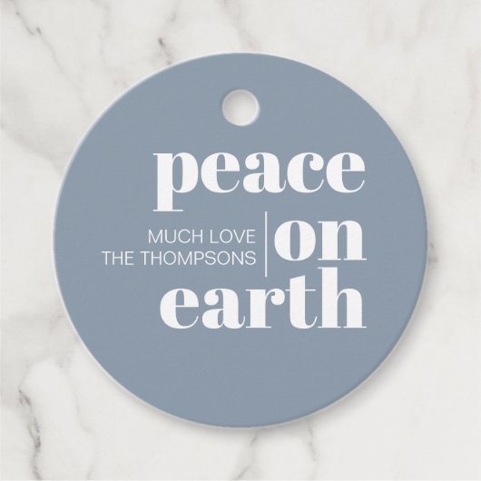 Vrede op aarde gepersonaliseerde moderne kerst bedankjes labels (Voorkant)