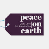 Vrede op aarde gepersonaliseerde moderne kerst cadeaulabel (Achterkant Horizontaal)