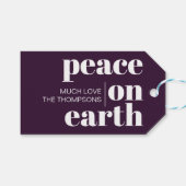 Vrede op aarde gepersonaliseerde moderne kerst cadeaulabel (Voorkant (Horizontaal))