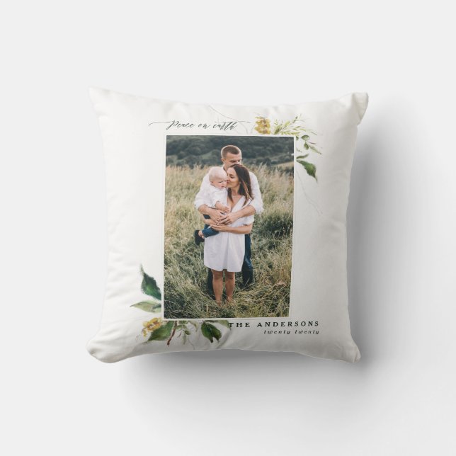 Vrede op aarde geschilderde bloemenfotovakantie kussen (Voorkant)