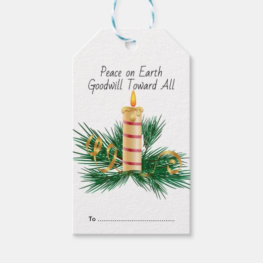 Vrede op aarde goodwill voor alle kerstkaarsen cadeaulabel (Voorkant)
