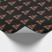 Vrede op aarde: gouden kerstboompatroon cadeaupapier (Hoek)