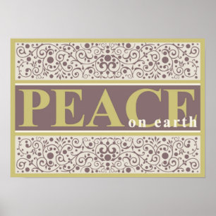 Vrede op aarde gouden Paarse kerst Poster