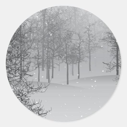 Vrede op Aarde Grijze Sneeuw Scene Ronde Sticker (Voorkant)