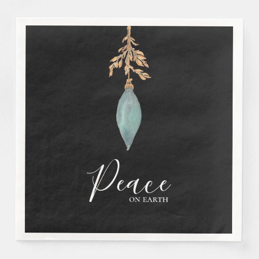 Vrede op Aarde Hand geschilderd Turquoise Waterver Servet (Voorkant)