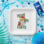 Vrede op Aarde Hippie Santa Papieren Bordje (Feest)